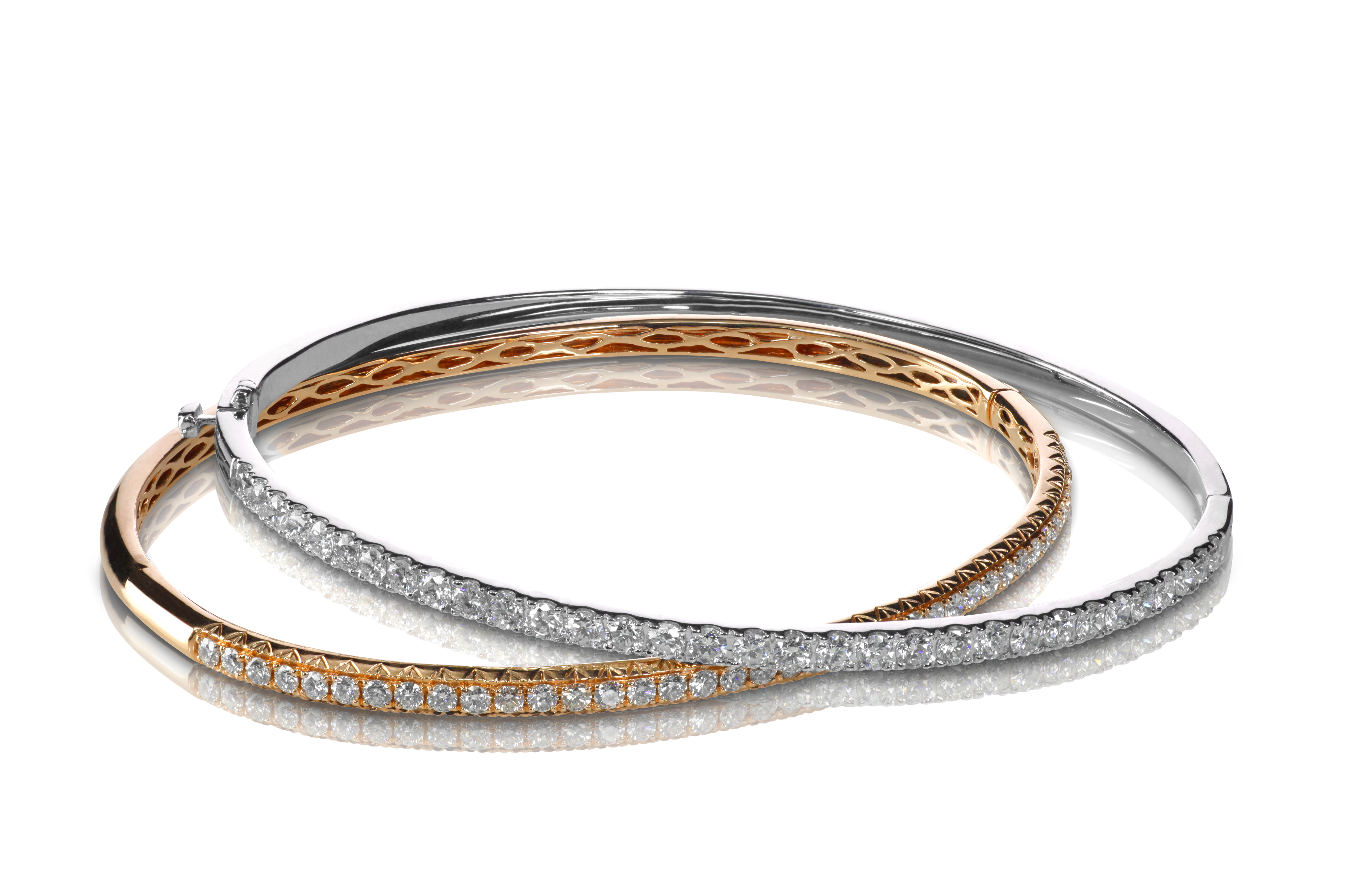 Set of diamond bracelets rose and white gold